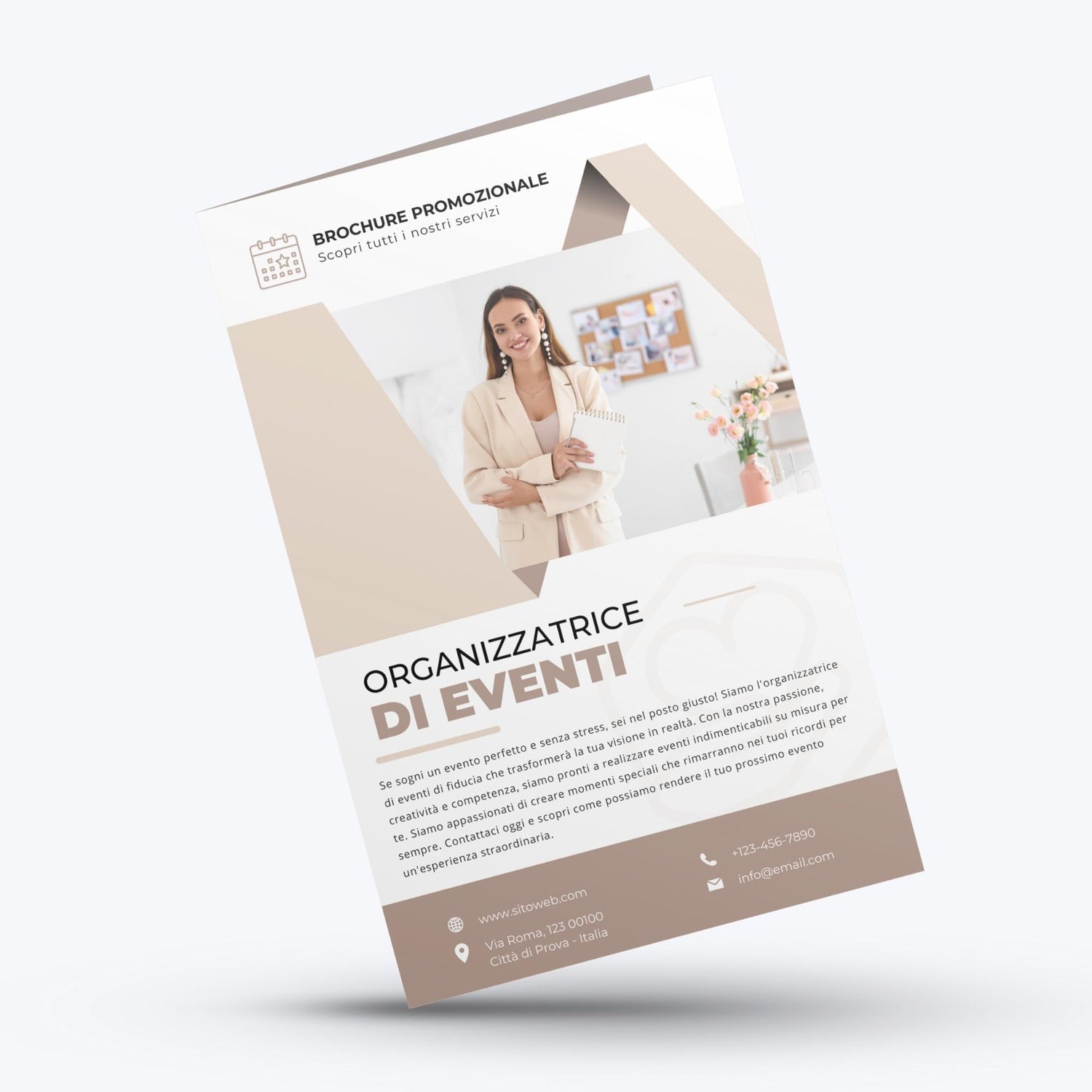 brochures promozionali per organizzatore di eventi